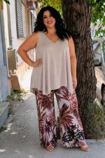 Σετ αμάνικο τοπάκι & παντελόνα Floral | Plus Size
