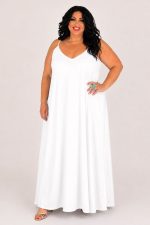 Φόρεμα με λεπτή τιράντα – Άσπρο | Plus Size
