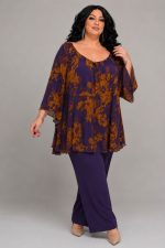 Plus Size Εμπριμέ Μπλούζα σε Άλφα Γραμμή