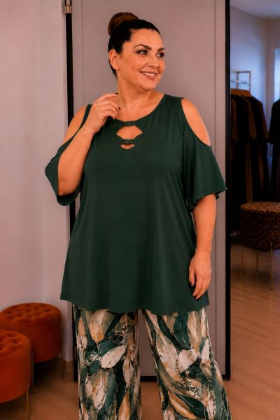 Μπλούζα με λέιζερ κοψίματα | Κυπαρισσί | Plus Size - Image 2