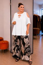 Μπλούζα με λέιζερ κοψίματα | Άσπρο | Plus Size