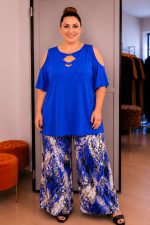 Μπλούζα με λέιζερ κοψίματα | Μπλε ηλεκτρίκ | Plus Size