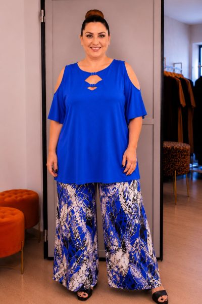 Μπλούζα με λέιζερ κοψίματα | Μπλε ηλεκτρίκ | Plus Size