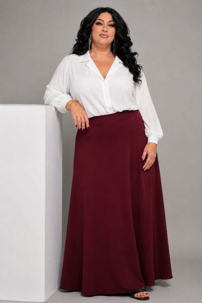 Maxi Plus Size Φούστα σε Α Γραμμή | Μπορντό - Image 2