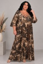 Plus Size Animal Print Φόρεμα Με Χυτή Άνετη Γραμμή & Χιαστί Ντεκολτέ