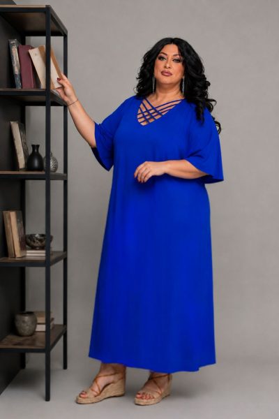 Φόρεμα Με Χιαστί Ντεκολτέ | Μπλε ηλεκτρίκ | Plus Size - Image 2