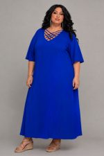 Φόρεμα Με Χιαστί Ντεκολτέ | Μπλε ηλεκτρίκ | Plus Size