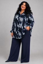 Plus Size Γυναικείο Πουκάμισο Blue Abstract - Σε Σατινέ ύφασμα