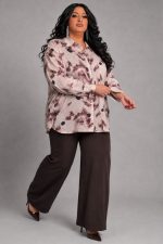 Plus Size Εμπριμέ Πουκάμισο Nude & Καφέ | Plus Size Girl
