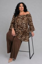 Μπλούζα Animal Print με Καμπανιζέ Μανίκια | Plus Size