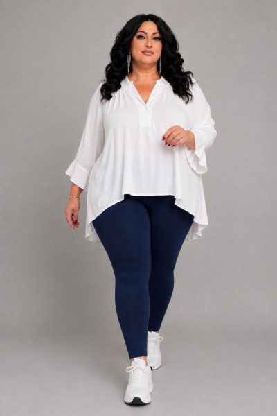 Κολάν Plus Size Ψηλόμεσο - Άψογη Εφαρμογή σε Ελαστική Βισκόζη | Μπλε σκούρο - Image 2